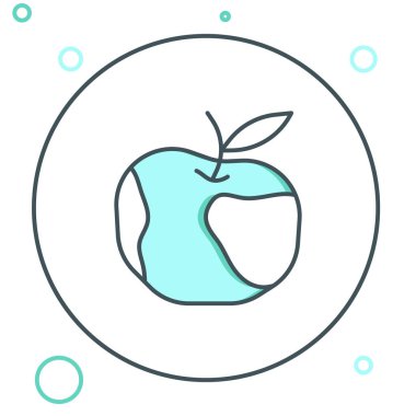 Apple çizgi simgesi beyaz arkaplanda izole edildi. Fazla kilolu. Sağlıklı diyet menüsü. Fitness diyeti elması. Renkli taslak konsepti. Vektör
