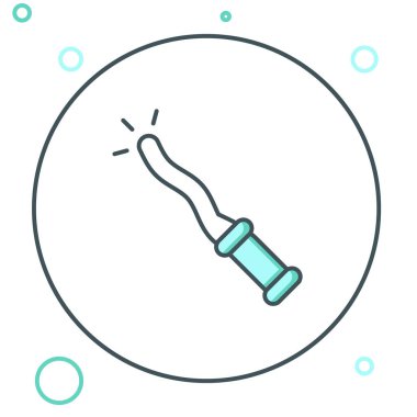 Çizgi Sihirli değnek simgesi beyaz arkaplanda izole edildi. Yıldız şeklinde sihirli aksesuar. Sihirli güç. Mutlu Cadılar Bayramı Partisi. Renkli taslak konsepti. Vektör