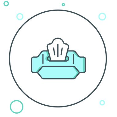 Beyaz arkaplanda ıslak mendil simgesi izole edildi. Renkli taslak konsepti. Vektör