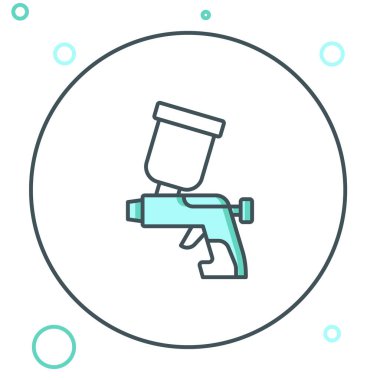 Beyaz arka planda izole edilmiş çizgi boyası sprey tabancası ikonu. Renkli taslak konsepti. Vektör