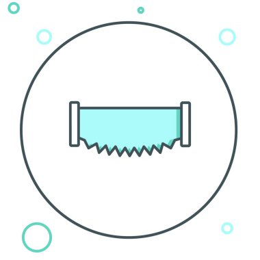 Beyaz arka planda iki elli testere simgesi izole edildi. Renkli taslak konsepti. Vektör