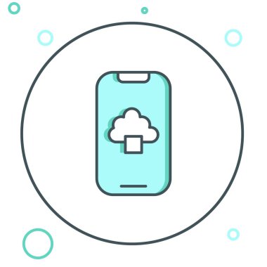 Hat Bulut teknolojisi veri transferi ve depolama simgesi beyaz arkaplanda izole edildi. Renkli taslak konsepti. Vektör