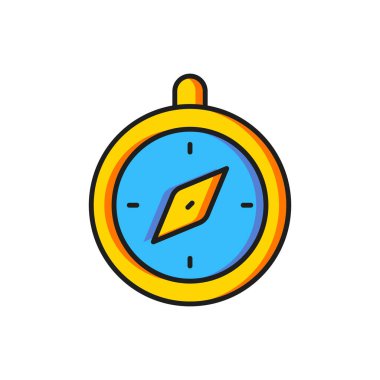 Renkli Pusula simgesi beyaz arkaplanda izole edildi. Rüzgâr yön bulma sembolü. Rüzgar gül işareti. Düz çizgili, gölgeli. Vektör