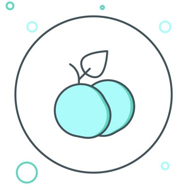 Mango çizgisi meyve simgesi beyaz arkaplanda izole edildi. Renkli taslak konsepti. Vektör