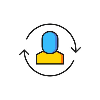 Renk Değiştirme simgesi beyaz arkaplanda izole edildi. İnsanlar arasında bilgi alışverişi. Personel ya da insanlar yer değiştirme ya da yer değiştirme konsepti. Düz çizgili, gölgeli. Vektör