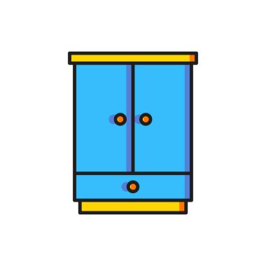 Renkli Gardırop simgesi beyaz arkaplanda izole edildi. Dolap tabelası. Düz çizgili, gölgeli. Vektör