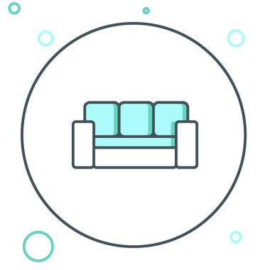 Satır Kanepesi simgesi beyaz arkaplanda izole edildi. Renkli taslak konsepti. Vektör