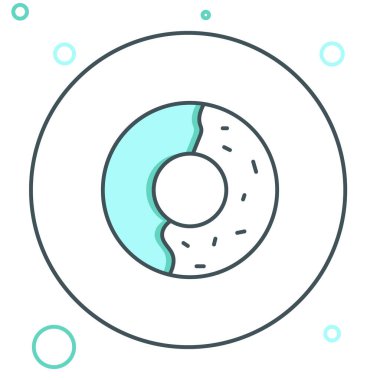 Beyaz arka planda izole edilmiş tatlı jöleli donut. Renkli taslak konsepti. Vektör.