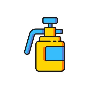 Su, gübre ve beyaz arka planda izole edilmiş kimyasal ikon renklendirici. Düz çizgili, gölgeli. Vektör.