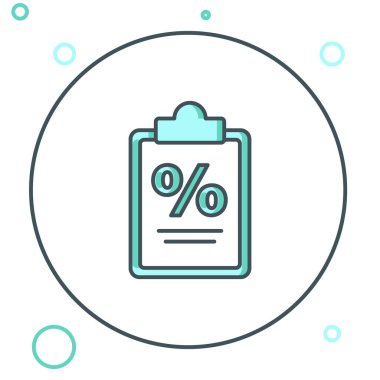 Satır Finans belgesi simgesi beyaz arkaplanda izole edildi. Fatura ya da fatura konsepti için kağıt banka belgesi. Renkli taslak konsepti. Vektör.