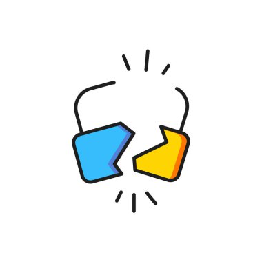 Kırık renk veya kırık kilit simgesi beyaz arkaplanda izole edildi. Kilidi aç işareti. Düz çizgili, gölgeli. Vektör.