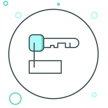 İşaretlenmiş anahtar simgesi beyaz arkaplanda izole edildi. Renkli taslak konsepti. Vektör.