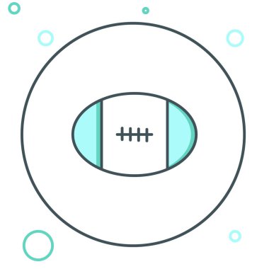 Beyaz arkaplanda çizgi rugby topu simgesi izole edildi. Renkli taslak konsepti. Vektör.