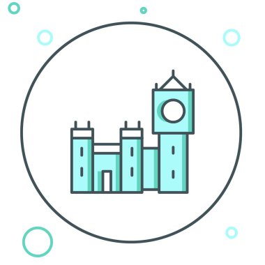 Big Ben kulesi simgesi beyaz arkaplanda izole edildi. Londra ve İngiltere 'nin sembolü. Renkli taslak konsepti. Vektör.