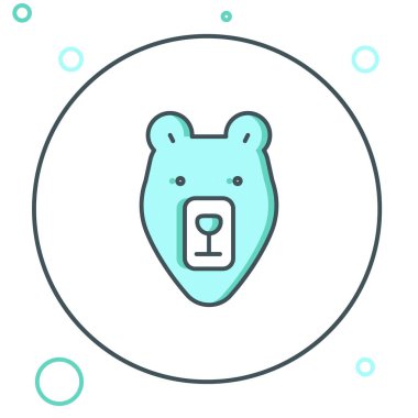 Çizgi Ayısı baş simgesi beyaz arkaplanda izole edildi. Renkli taslak konsepti. Vektör.