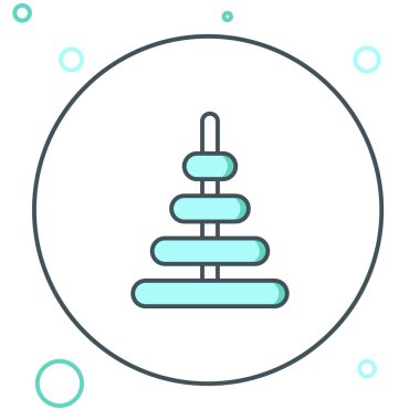 Çizgi Piramit oyuncak simgesi beyaz arkaplanda izole edildi. Renkli taslak konsepti. Vektör.