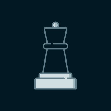 Satranç çizgisi simgesi siyah arkaplanda izole edildi. İş stratejisi. Oyun, yönetim, finans. Düz çizgili, gölgeli. Vektör.