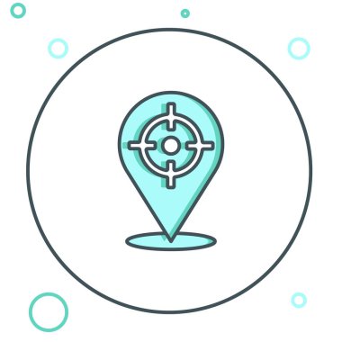 Hat Hedefi spor simgesi beyaz arkaplanda izole edildi. Atış mesafesi ya da atış mesafesi için sayıları olan temiz bir hedef. Renkli taslak konsepti. Vektör.