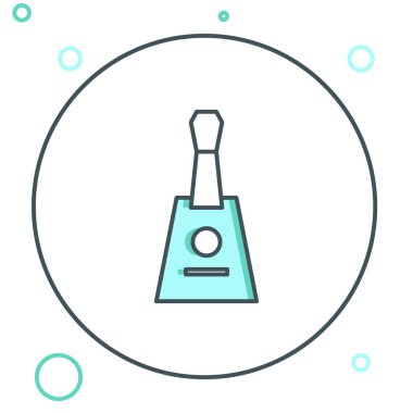 Beyaz zemin üzerinde çizgi müzik aleti balalaika simgesi izole edildi. Renkli taslak konsepti. Vektör.