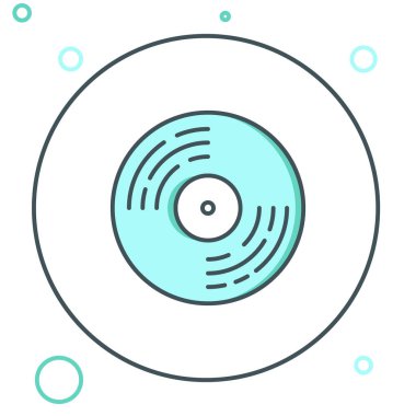 Çizgi Vinil disk simgesi beyaz arkaplanda izole edildi. Renkli taslak konsepti. Vektör.