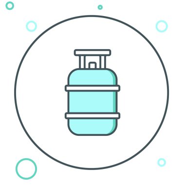 Beyaz arka planda Propan gazı ikonu izole edildi. Yanabilir benzin deposu ikonu. Renkli taslak konsepti. Vektör.