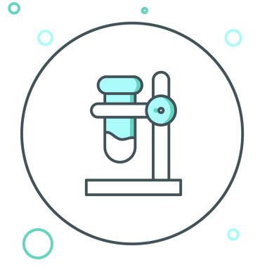 Çizgi Cam test tüpü beyaz arkaplanda izole edilmiş ikon üzerinde. Laboratuvar ekipmanları. Renkli taslak konsepti. Vektör.