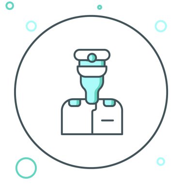 Gemi simgesinin çizgi kaptanı beyaz arka planda izole edildi. Seyahat turizmi deniz taşımacılığı. Yolcu gemisi, yolcu gemisi. Renkli taslak konsepti. Vektör.