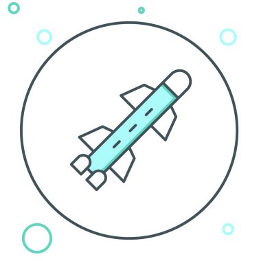 Roket çizgi simgesi beyaz arkaplanda izole edildi. Renkli taslak konsepti. Vektör.