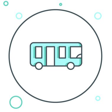 Line Airport otobüs simgesi beyaz arkaplanda izole edildi. Renkli taslak konsepti. Vektör.