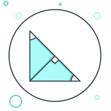 Beyaz arkaplanda izole edilmiş bir üçgen simgesinin çizgi açıortayı. Renkli taslak konsepti. Vektör.