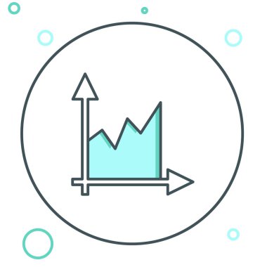 Çizelge, çizelge, çizelge, diyagram, bilgi, beyaz arkaplanda izole edilmiş turta grafik simgesi. Renkli taslak konsepti. Vektör.