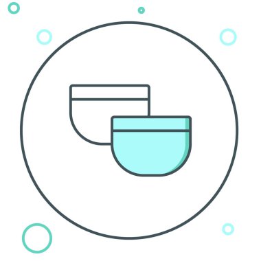 Geleneksel Çin çay seremonisi ikonu beyaz arka planda izole edildi. Fincanlı çaydanlık. Renkli taslak konsepti. Vektör.