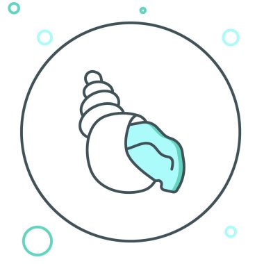 Deniz kabuğu çizgi simgesi beyaz arkaplanda izole edildi. Deniz kabuğu işareti. Renkli taslak konsepti. Vektör.