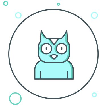 Hat Baykuşu simgesi beyaz arkaplanda izole edildi. Hayvan sembolü. Renkli taslak konsepti. Vektör.