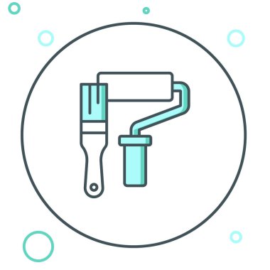 Çizgi boyası fırça simgesi beyaz arkaplanda izole edildi. Renkli taslak konsepti. Vektör.