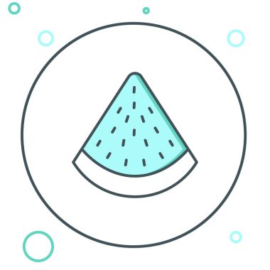 Çizgi karpuz simgesi beyaz arkaplanda izole edildi. Renkli taslak konsepti. Vektör.