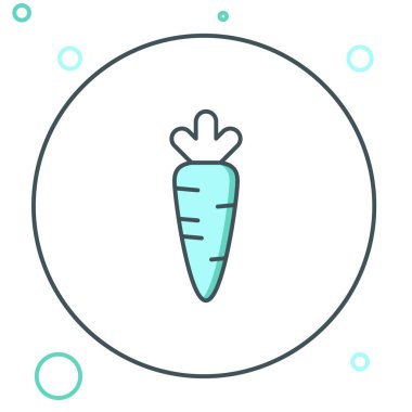 Beyaz arkaplanda çizgi havucu simgesi izole edildi. Renkli taslak konsepti. Vektör.