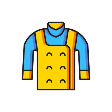 Beyaz arkaplanda izole edilmiş renkli süveter simgesi. Kazak ikonu. Düz çizgili, gölgeli. Vektör.