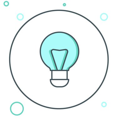 Çizgi yaratıcı lamba ışığı fikri simgesi beyaz arkaplanda izole edildi. Fikirler ilham, icat, etkili düşünme, bilgi ve eğitim kavramları. Renkli taslak konsepti. Vektör.