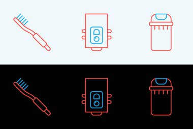 Çöp kutusu diş fırçası ve gaz kazanı simgesini ayarla. Vektör.