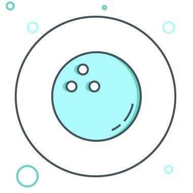 Çizgi bowling topu simgesi beyaz arkaplanda izole edildi. Spor malzemeleri. Renkli taslak konsepti. Vektör.