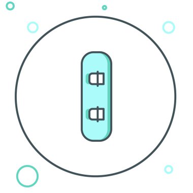 Beyaz arkaplanda çizgi Snowboard simgesi izole edildi. Snowboard tahtası ikonu. Olağanüstü bir spor. Spor malzemeleri. Renkli taslak konsepti. Vektör.