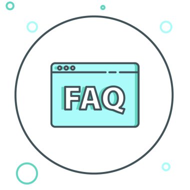 Satır Tarayıcı SSS simgesi beyaz arkaplanda izole edildi. İnternet iletişim protokolü. Renkli taslak konsepti. Vektör.