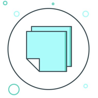 Çizgi Posta etiketi simgesi beyaz arkaplanda izole edildi. Mesaj veya mesaj için yeri olan yapışkan kasetler. Renkli taslak konsepti. Vektör.