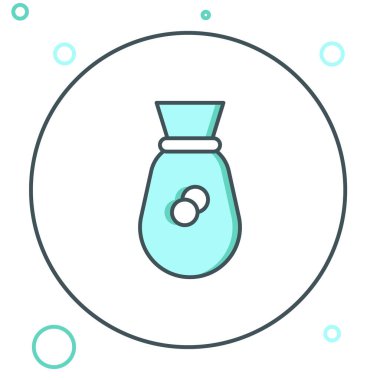 Eski para çantası simgesi beyaz arkaplanda izole edildi. Nakit bankacılık tabelası. Renkli taslak konsepti. Vektör.