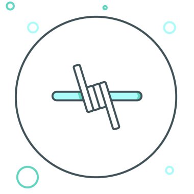 Beyaz arkaplanda çizgi dikenli tel simgesi izole edildi. Renkli taslak konsepti. Vektör.