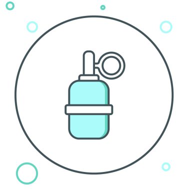 Çizgi El bombası ikonu beyaz arkaplanda izole edildi. Bomba patlaması. Renkli taslak konsepti. Vektör.