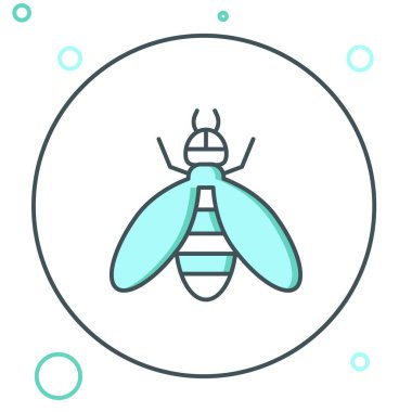 Arı simgesi beyaz arkaplanda izole edildi. Tatlı doğal yemek. Bal arısı ya da kanat sembollü apis. Uçan böcek. Renkli taslak konsepti. Vektör.