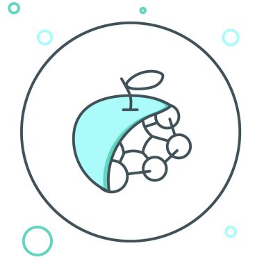 Beyaz arka planda izole edilmiş çizgi biyolojik yapı simgesi. Genetik olarak modifiye edilmiş organizma ve yiyecek. Renkli taslak konsepti. Vektör.