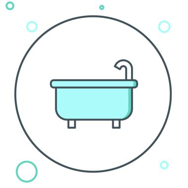 Küvet çizgisi simgesi beyaz arkaplanda izole edildi. Renkli taslak konsepti. Vektör.